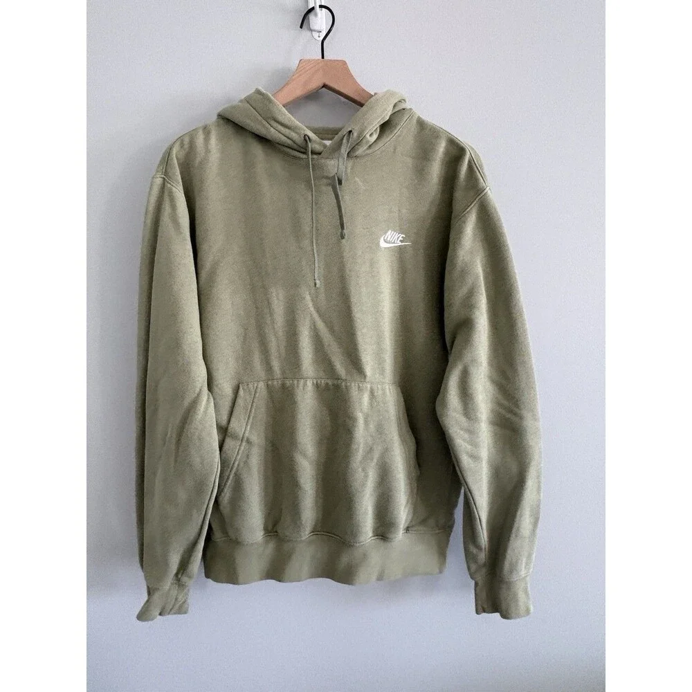Nike Hoodie Mens Small Sage Green Sweatshirt Swoosh Logo Pockets